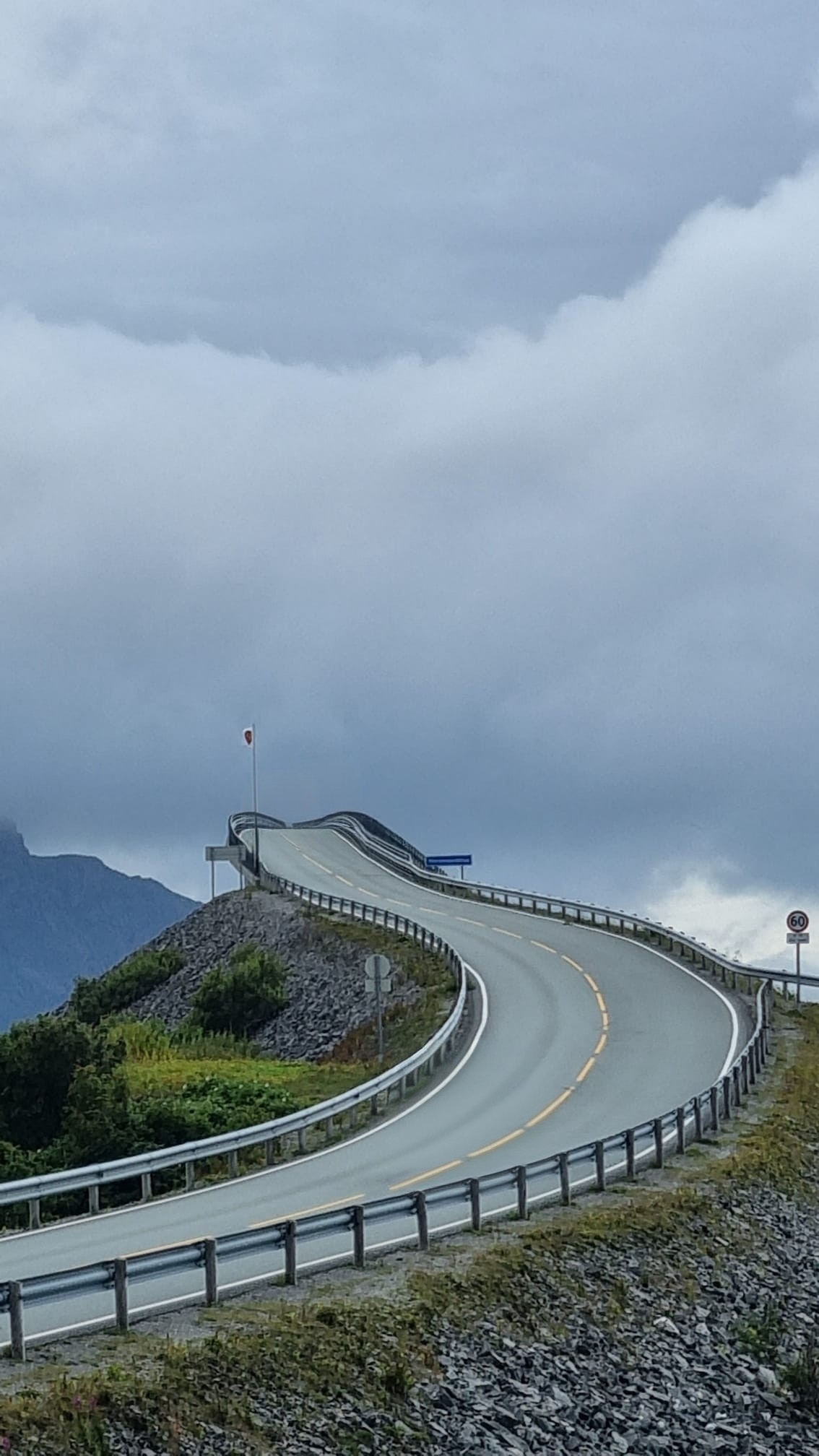 The Atlantic Road curving towards its bridges along the open Atlantic